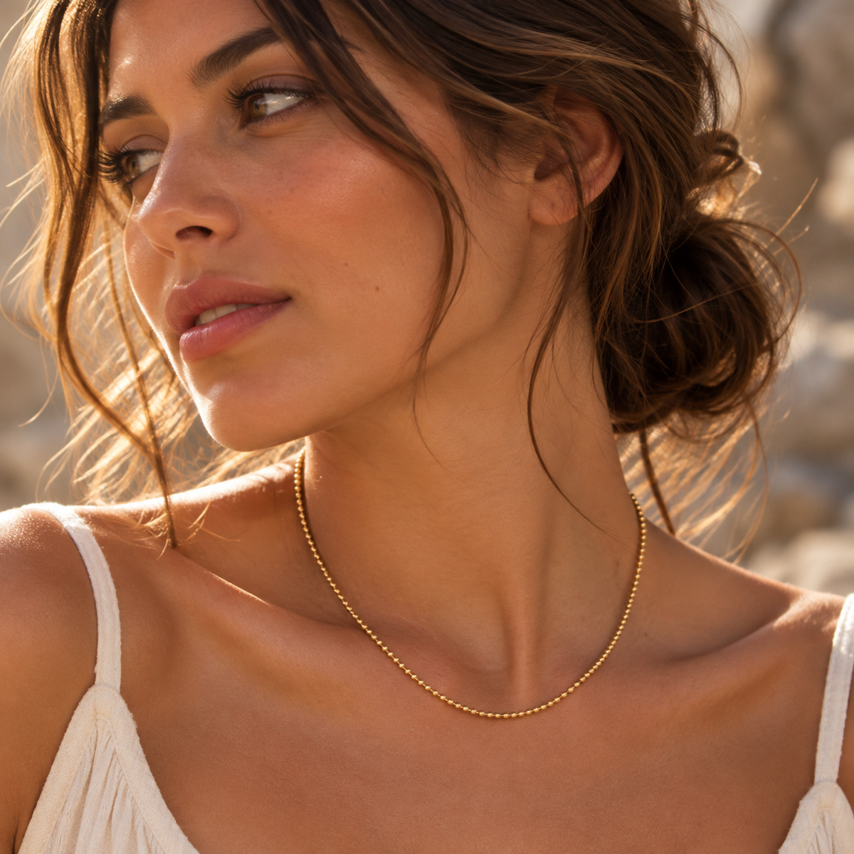 18K Gold Dipped Ball Chain | Stainless Steel Jewelry