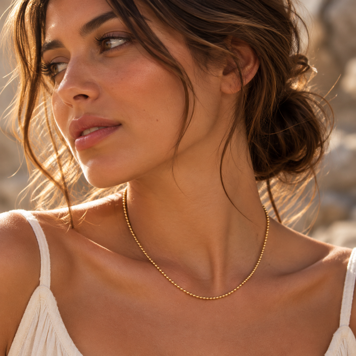 18K Gold Dipped Ball Chain | Stainless Steel Jewelry