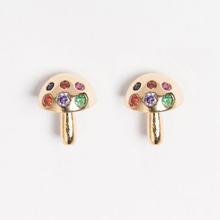 Color Stone in Mushroom 18K Gold Dipped Post Earring
