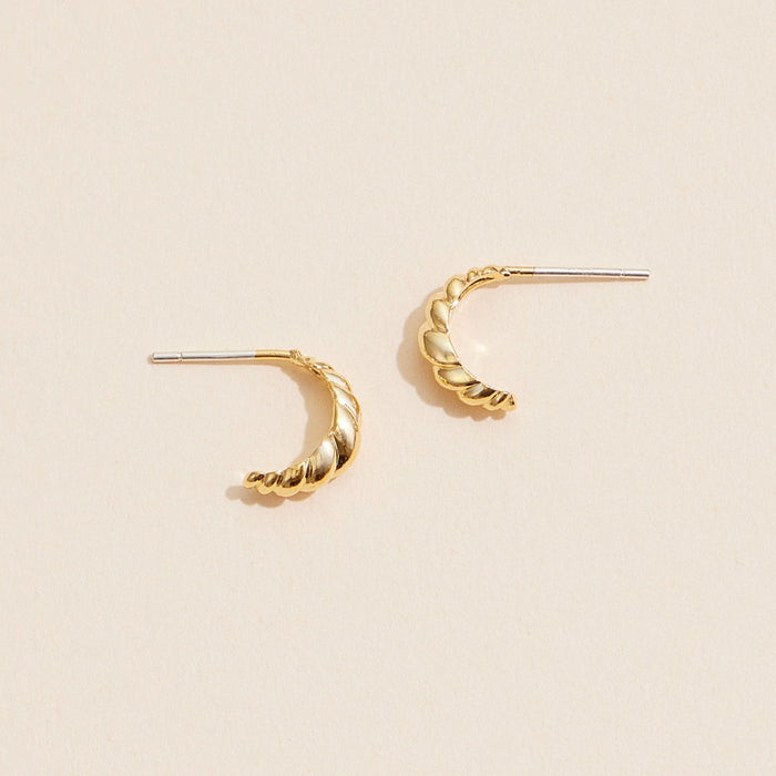 Gold Twisted Mini Hoop Earrings