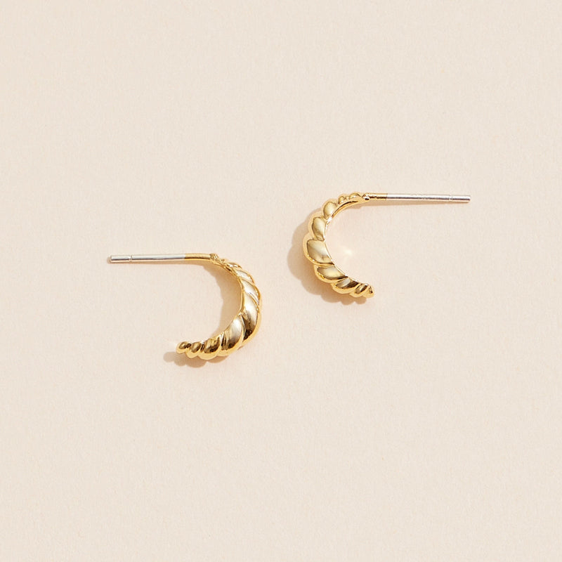 Gold Twisted Mini Hoop Earrings