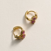 Gold-Dipped Ruby & Emerald Flower Stud Earrings – Made in Korea