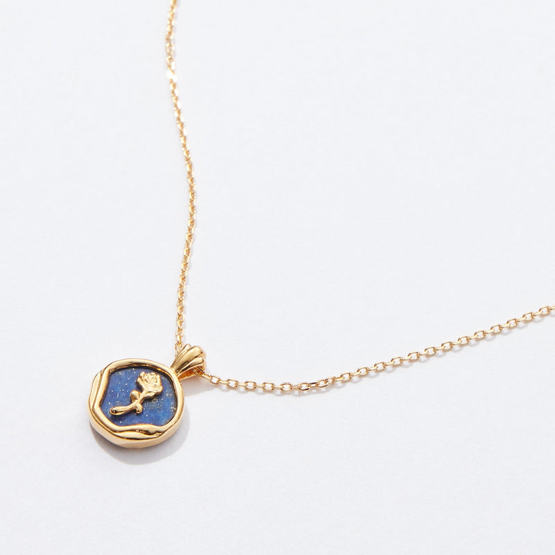 Gold Dipped Rose with Natural Stone Pendant Necklace