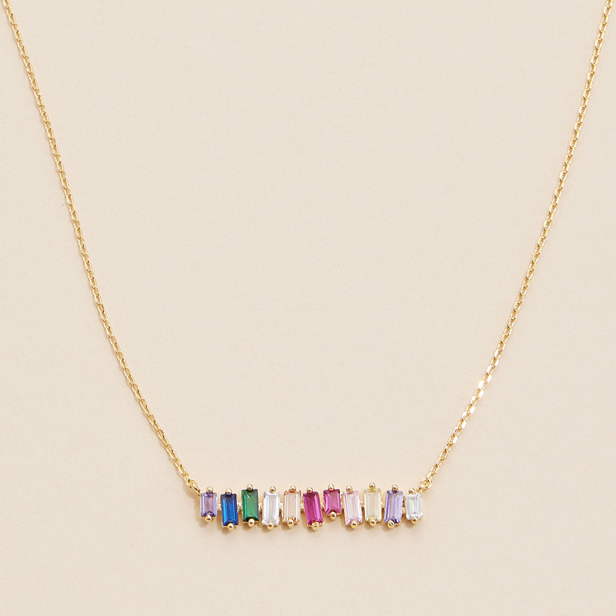 Glass Stones Charm Gold Dip Necklace