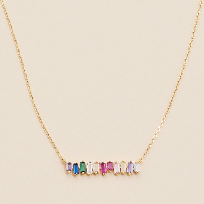 Glass Stones Charm Gold Dip Necklace