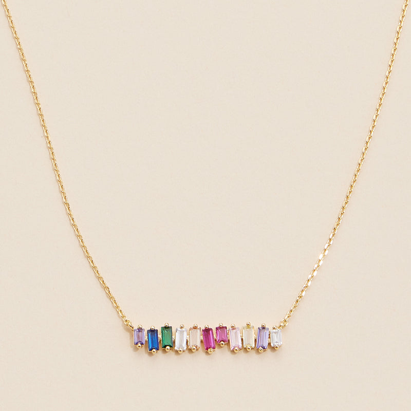 Glass Stones Charm Gold Dip Necklace
