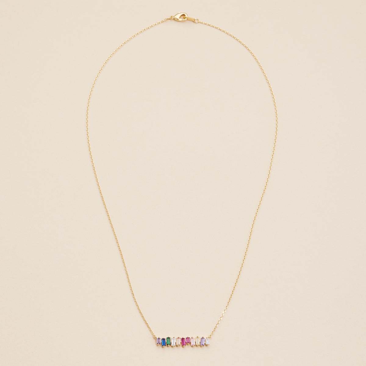 Glass Stones Charm Gold Dip Necklace