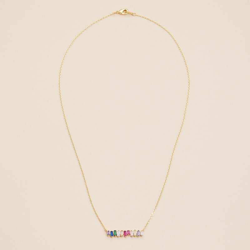Glass Stones Charm Gold Dip Necklace
