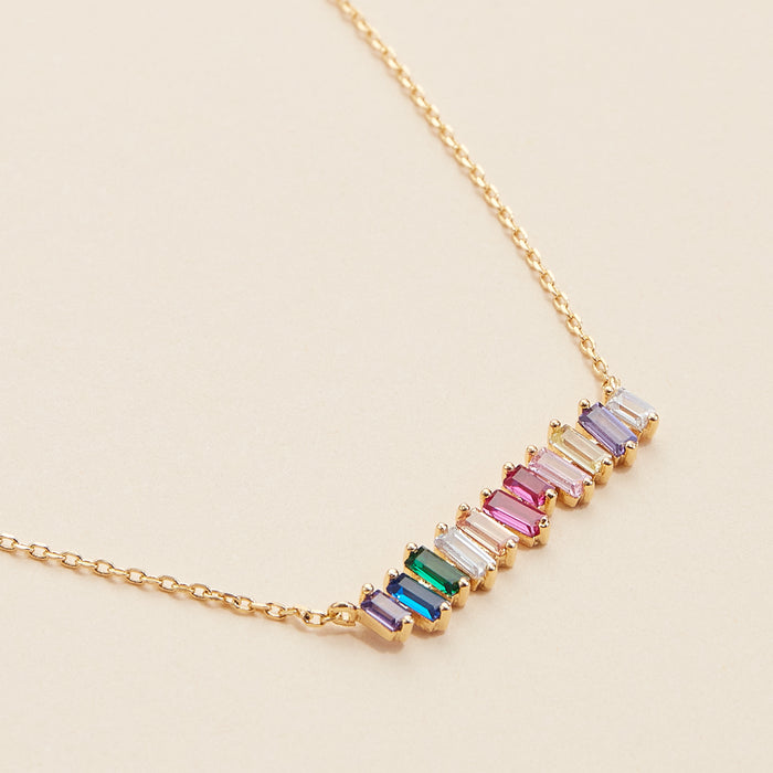 Glass Stones Charm Gold Dip Necklace