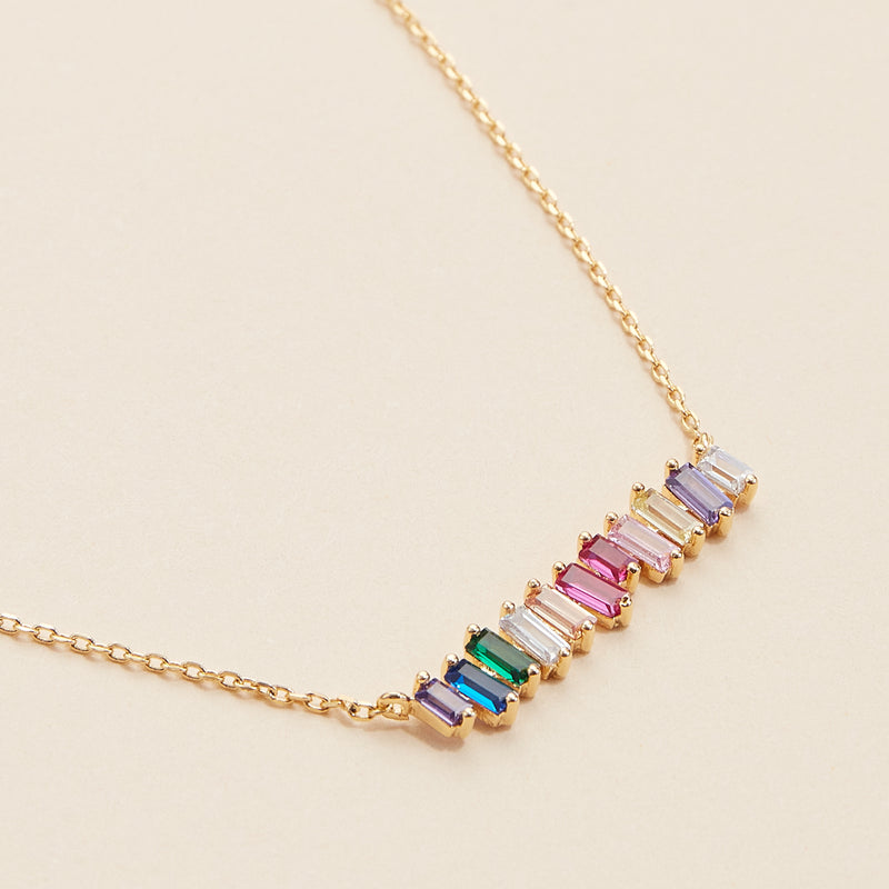 Glass Stones Charm Gold Dip Necklace