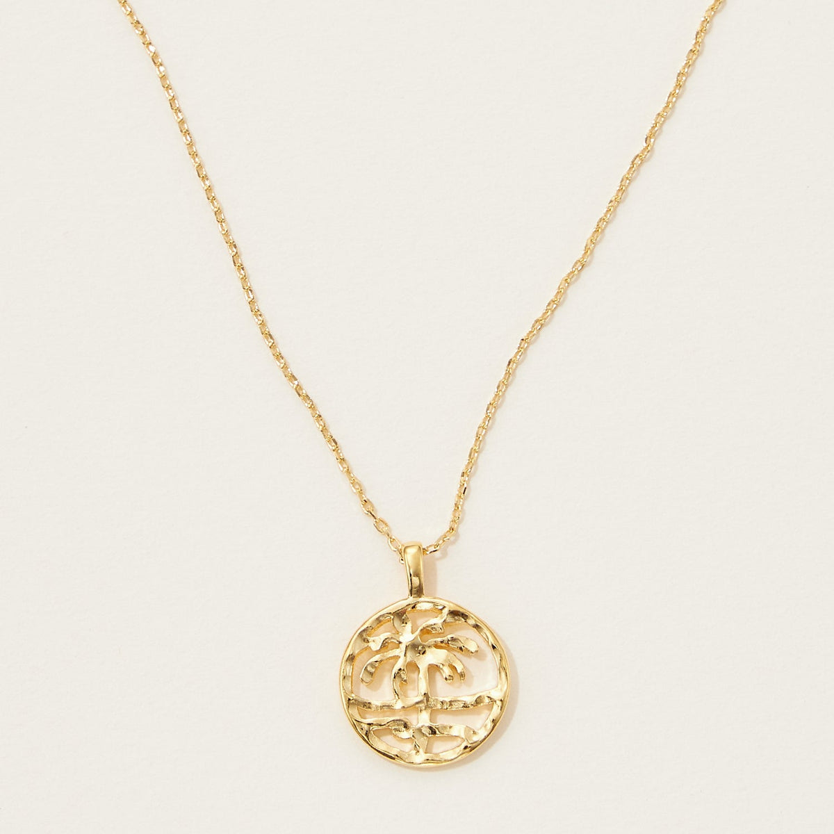Gold Dipped Palm Tree Pendant Necklace