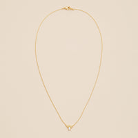 14K Gold Dip White Opal Charm Short Necklace