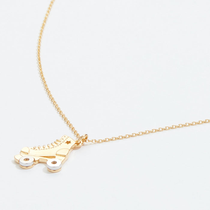 Gold Dipped Multi colored Roller Skate Pendant Necklace