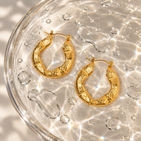 18K Gold Plated Hammered Hoop Earrings | Stainless Steel Jewelry