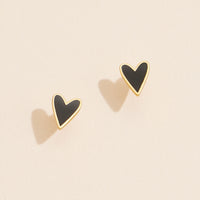 Enamel Heart 18K Gold Dip Stud Earrings