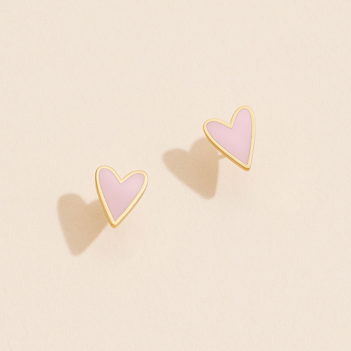 Enamel Heart 18K Gold Dip Stud Earrings