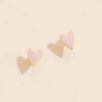 Enamel Heart 18K Gold Dip Stud Earrings