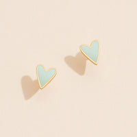 Enamel Heart 18K Gold Dip Stud Earrings