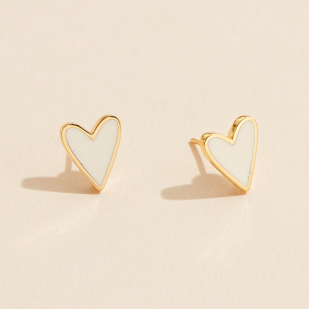 Enamel Heart 18K Gold Dip Stud Earrings