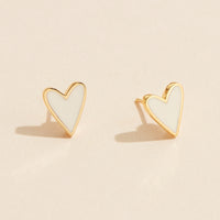 Enamel Heart 18K Gold Dip Stud Earrings