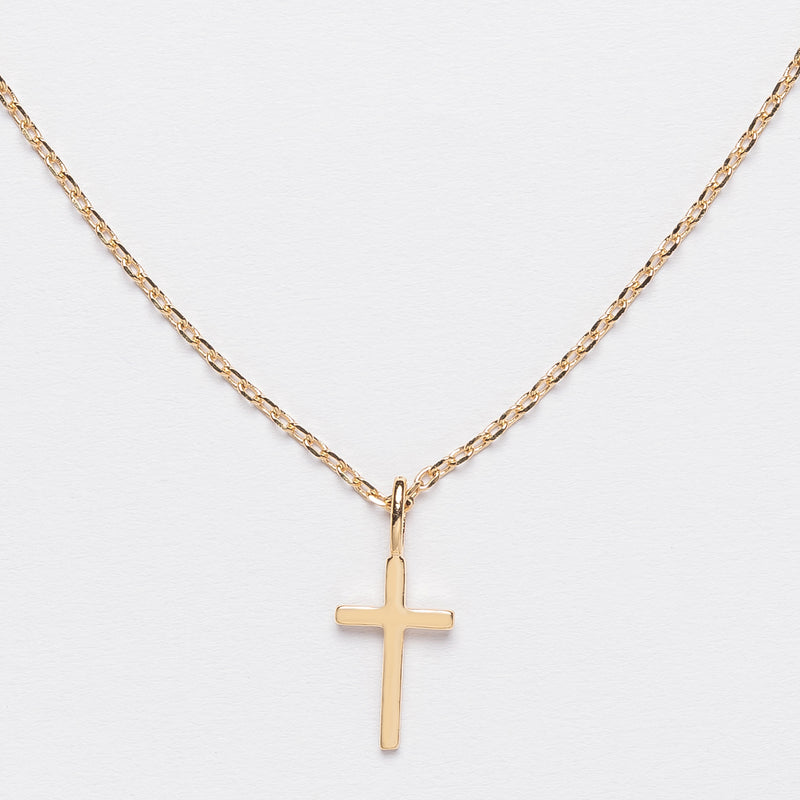 Simple Cross Pendant 18K Gold Dipped Necklace