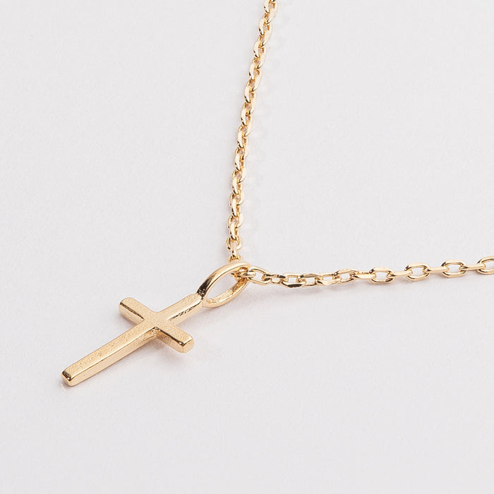 Simple Cross Pendant 18K Gold Dipped Necklace