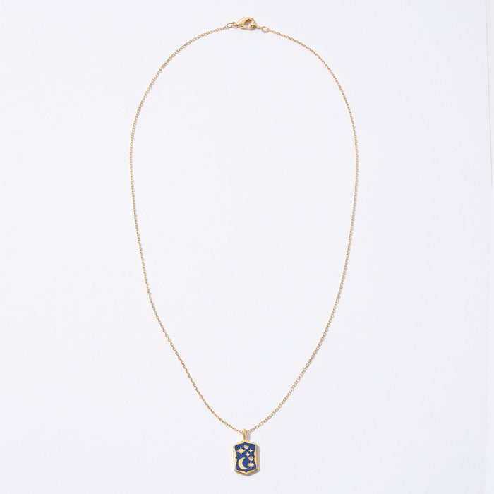 Gold Dipped Starry Night Pendant Necklace