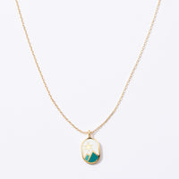 Gold Dipped Shining Star on Mountains Pendant Necklace