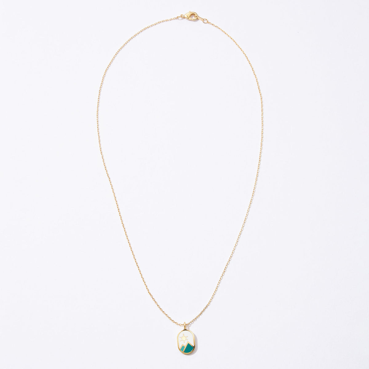 Gold Dipped Shining Star on Mountains Pendant Necklace
