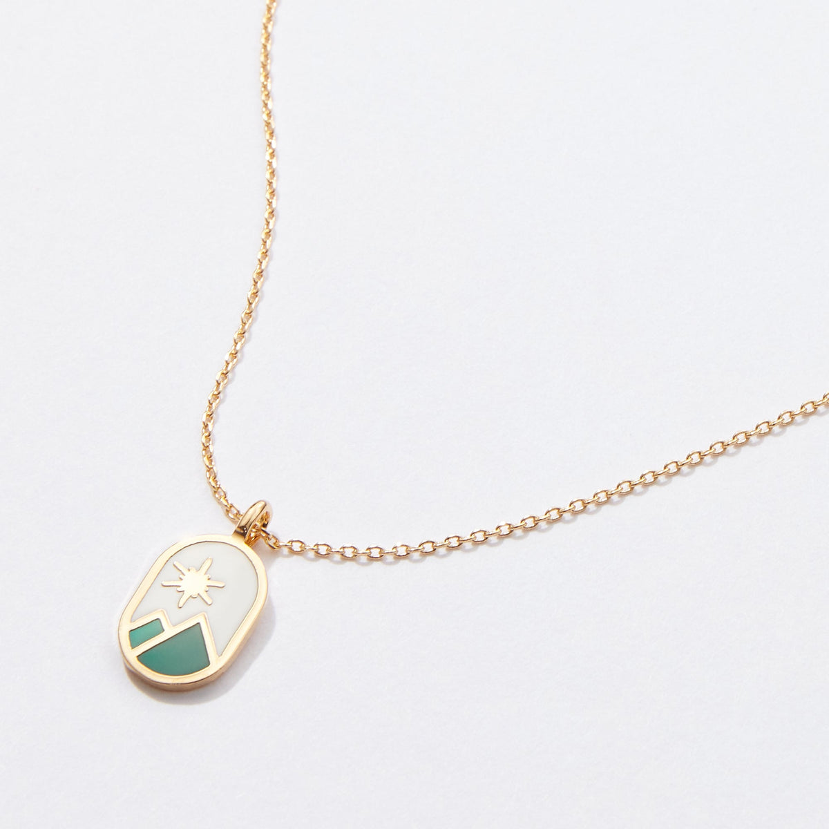 Gold Dipped Shining Star on Mountains Pendant Necklace