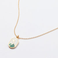 Gold Dipped Shining Star on Mountains Pendant Necklace