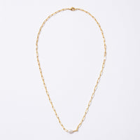 Gold Dipped Paper Clip Pearl Necklace