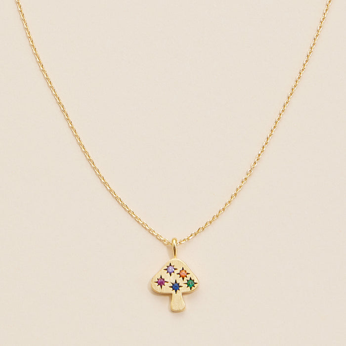 Mushroom Charm Gold Dip Necklace