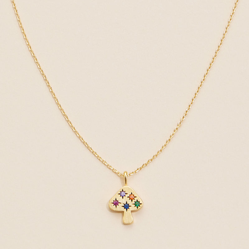 Mushroom Charm Gold Dip Necklace