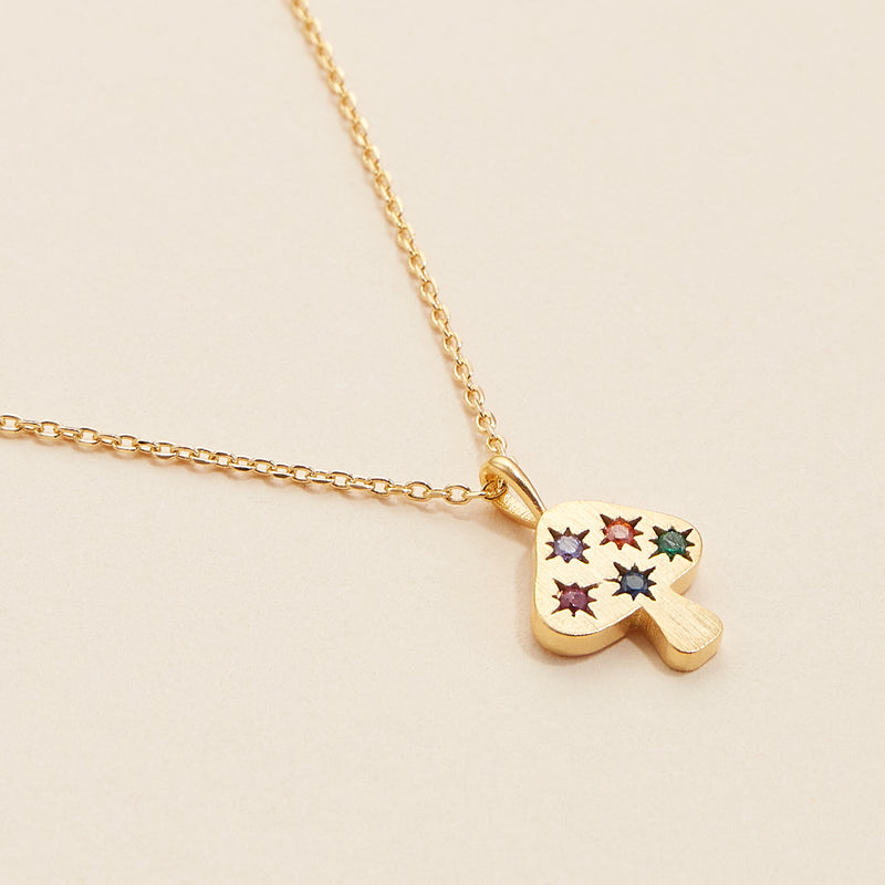 Mushroom Charm Gold Dip Necklace