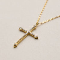 Gold Dipped Crystal Cross Pendant Necklace