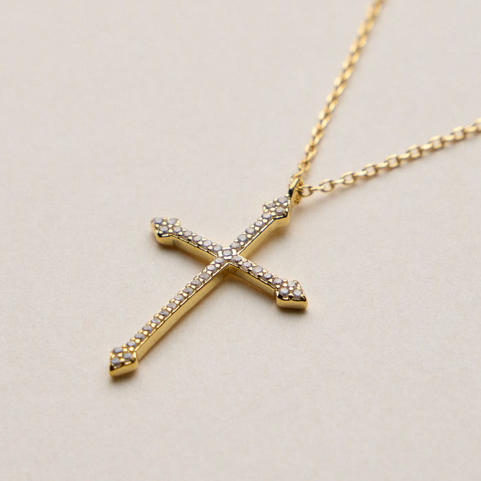 Gold Dipped Crystal Cross Pendant Necklace