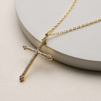 Gold Dipped Large Cross Pendant Necklace