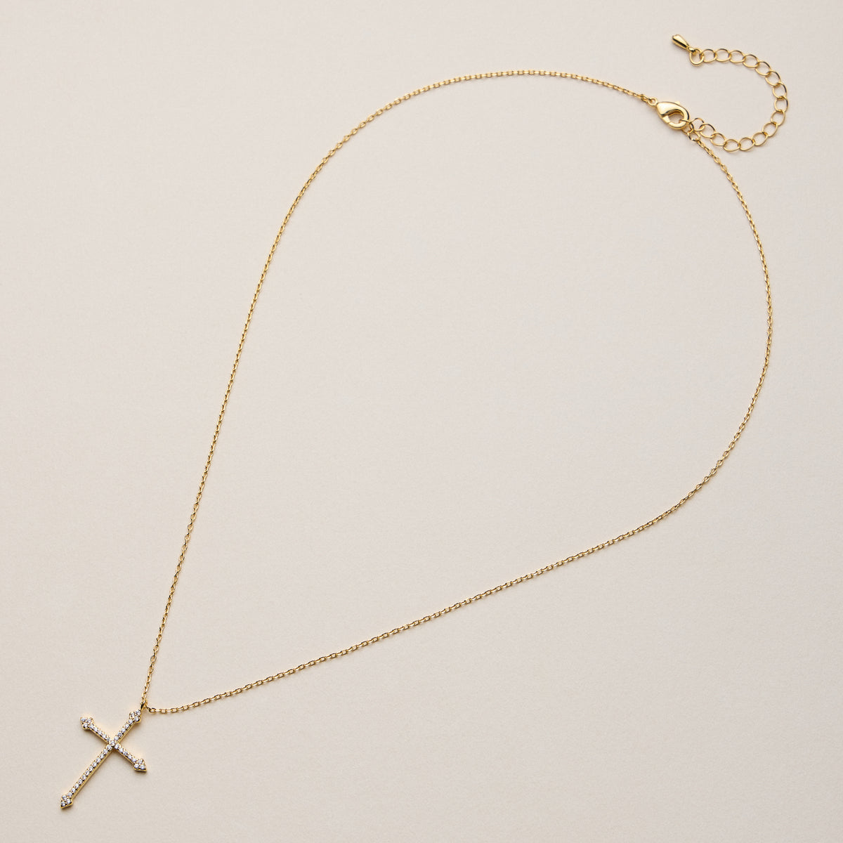 Gold Dipped Large Cross Pendant Necklace