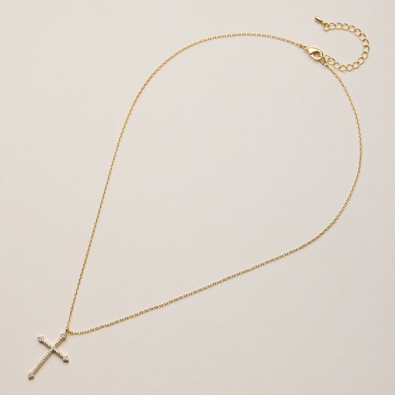 Gold Dipped Large Cross Pendant Necklace