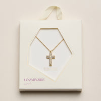 Gold Dipped Pave Cross Pendant Necklace – Sparkling Crystal Charm