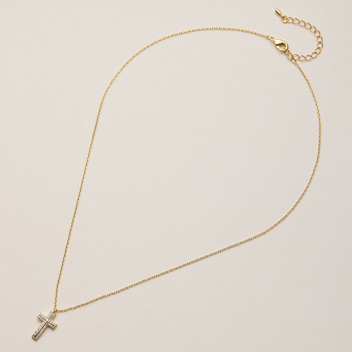 Gold Dipped Pave Cross Pendant Necklace – Sparkling Crystal Charm
