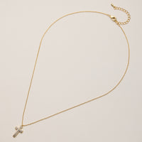 Gold Dipped Pave Cross Pendant Necklace – Sparkling Crystal Charm