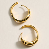 Gold-Dipped Textured Hoop Earrings – Modern Layered Design, Made in Korea
