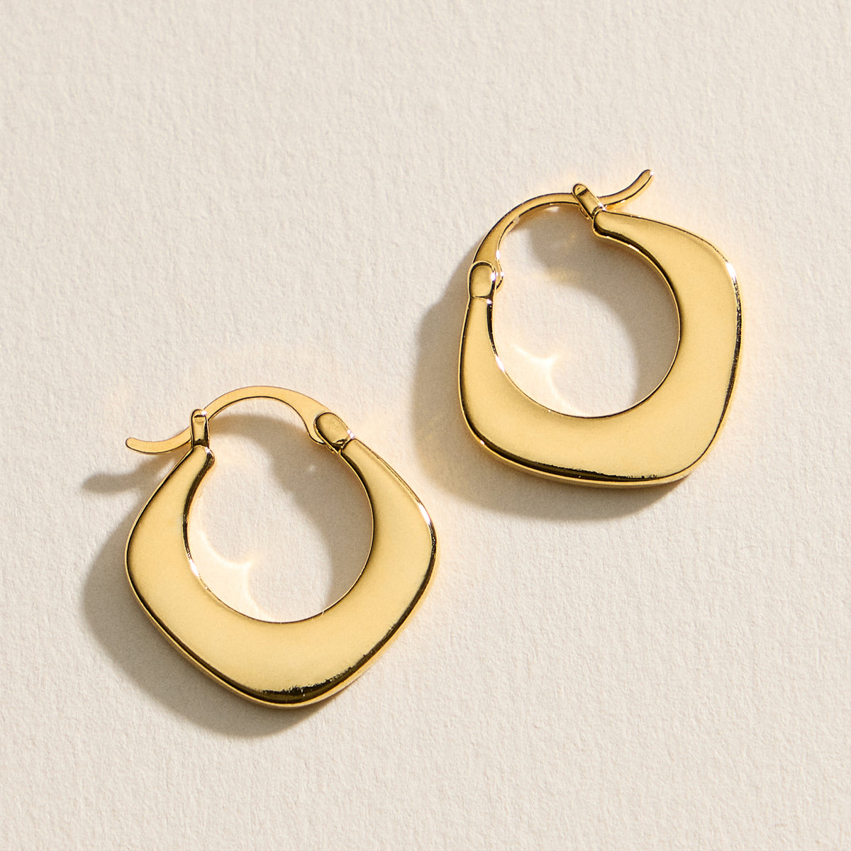 Gold-Dipped Modern Sculpted Hoop Earrings – Made in Korea