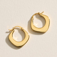 Gold-Dipped Modern Sculpted Hoop Earrings – Made in Korea