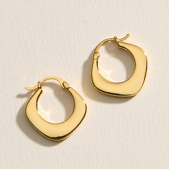 Gold-Dipped Modern Sculpted Hoop Earrings – Made in Korea