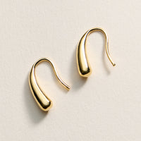 Gold-Dipped Modern Curve Hook Earrings – Minimalist Design, Made in Korea