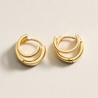 Gold Dipped Square Huggie Hoop Earrings