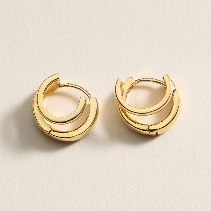 Gold Dipped Square Huggie Hoop Earrings
